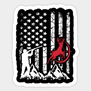 Hunting Vintage American flag For Hunters Sticker